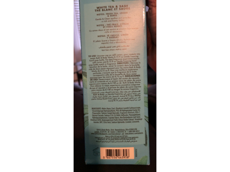 Bath & Body Works Gentle & Clean Foaming Hand Soap Refill, White Tea & Sage, 32 fl oz/946 mL