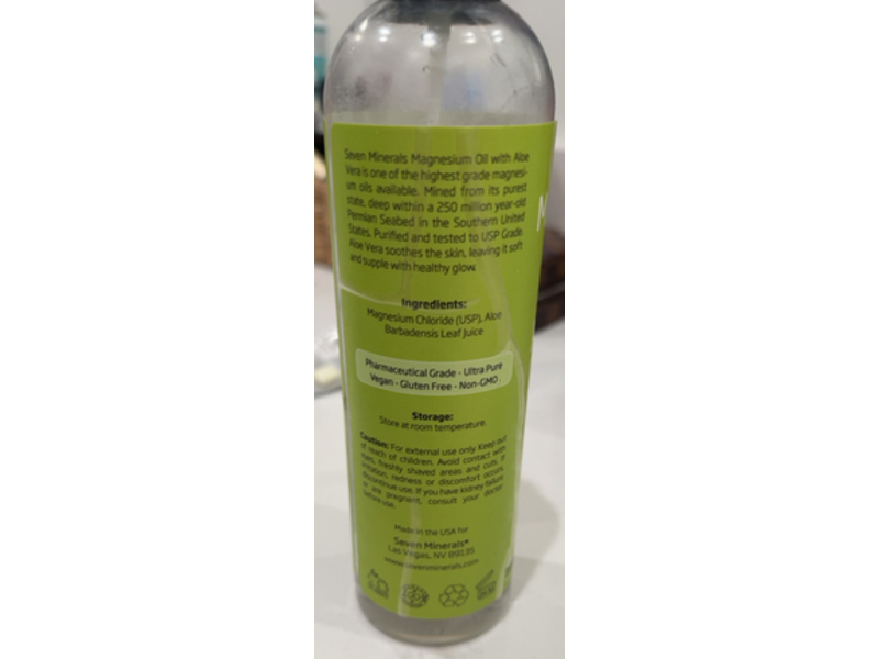Seven Minerals Magnesium Oil, Aloe Vera, 12 fl oz/355 mL