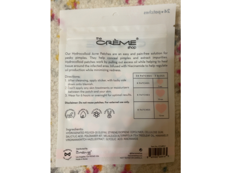 The Creme Shop Hydrocolloid Acne Patches, Niacinamide, 24 Count