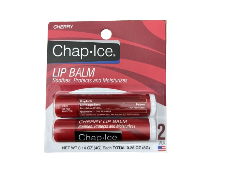 Chap Ice Lip Balm, Cherry, 0.14 oz/4 g, Pack Of 2