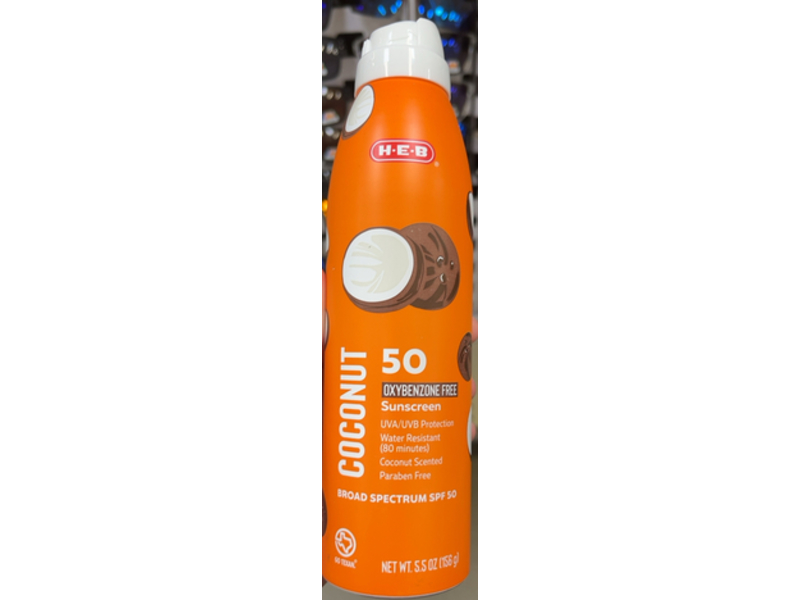 H-E-B Coconut Oxybenzone Free Sunscreen, SPF 50, 5.4 oz/156 g