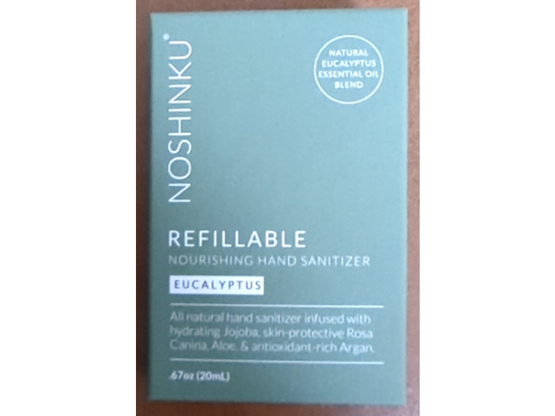 Noshinku Refillable Nourishing Hand Sanitizer, Eucalyptus, 0.67 oz/20 mL