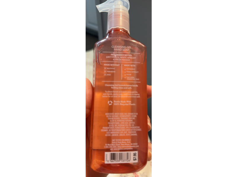 Bath & Body Works Peach Bellini Cleansing Gel Hand Soap, Natural Essential Oils, 8 fl oz/236 mL