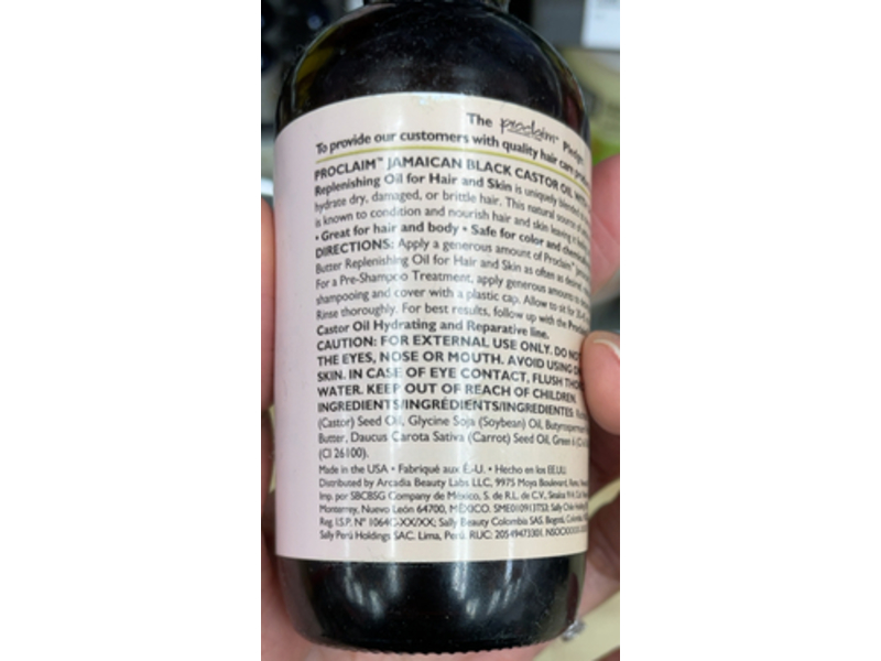 Proclaim Jamaican Black Hair & Skin Replenishing Oil, Castor Oil, Shea butter, 4 fl oz/118 mL