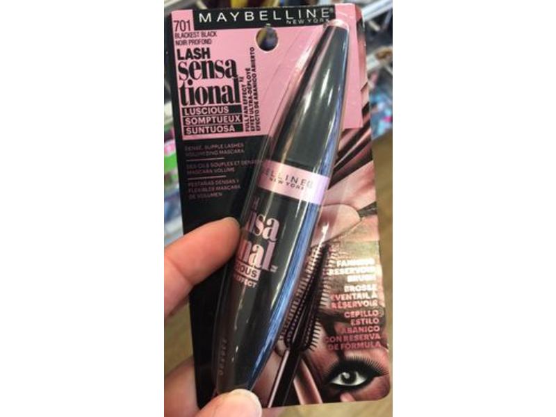 Maybelline New York Lash Sensational Luscious Washable Mascara, 701 Blackest Black, 0.32 fl oz/9.5 mL