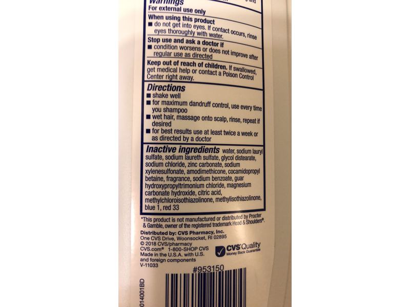 CVS Health Everyday Clean 2 - In - 1 Dandruff Shampoo & Conditioner, Pyrithione Zinc, 14.2 fl oz/420 mL