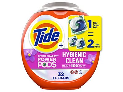 Tide Hygienic Clean Heavy 10x Duty Power Laundry Pods, Spring Meadow, 54 oz/1.54 kg, 32 Count