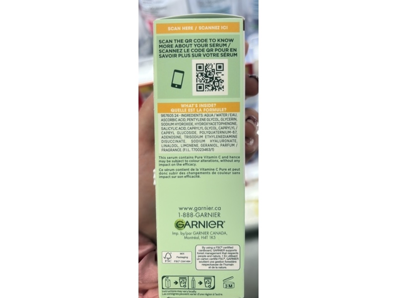 Garnier Skin Active Brightening Night Serum, Vitamin C, 30 mL