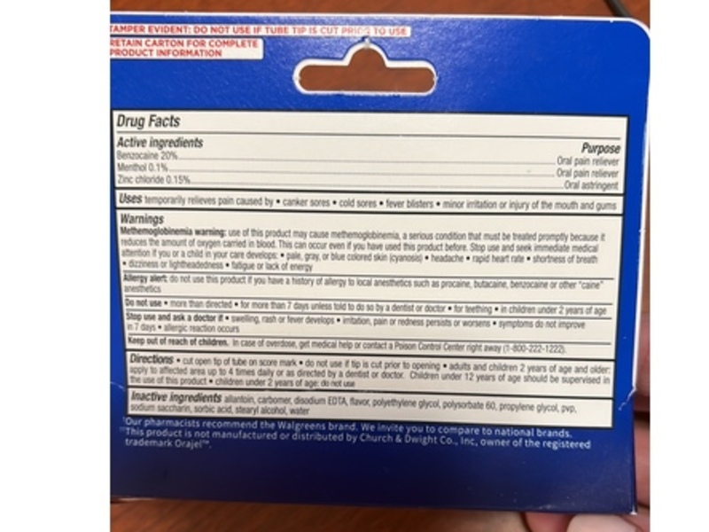 Walgreens Mouth Sore Relief Oral Pain Reliever Gel, 0.42 oz/11.9 g