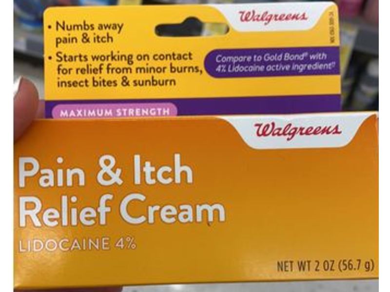 Walgreens Pain & Itch Relief Cream, Lidocaine 4%, Maximum Strength, 2 oz/56.7 g