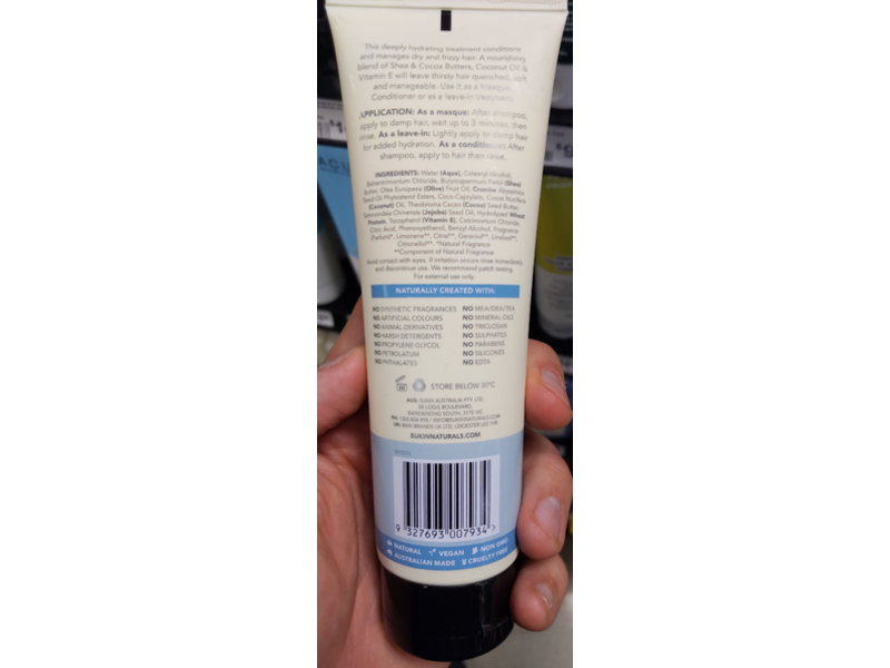 Sukin Haircare Hydrating Replenishing Hair Masque, 6.76 fl oz/200 mL