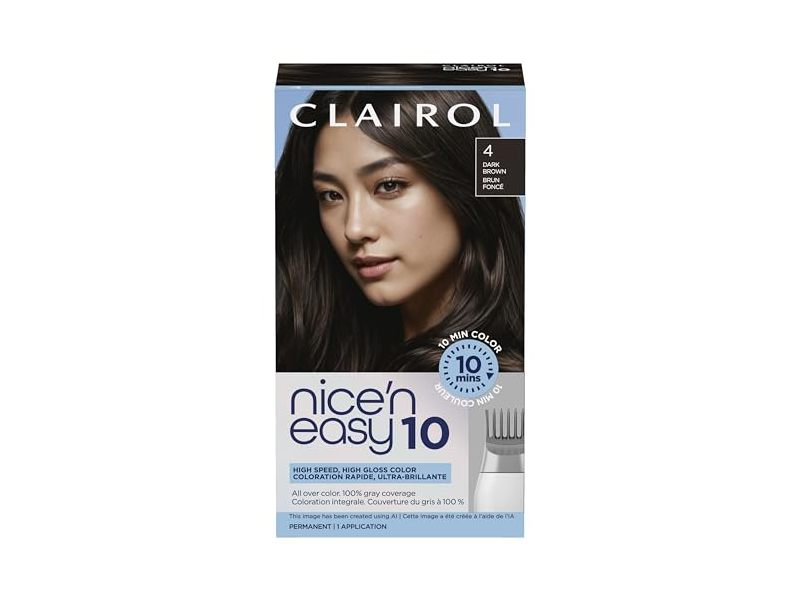 Clairol Nice'n Easy 10 Hair Color Kit, 4 Dark Brown, 1 Application