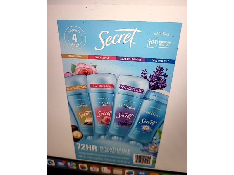 Secret Invisible Solid Breathable Deodorant, Cocoa Butter, 2.6 oz/73 g