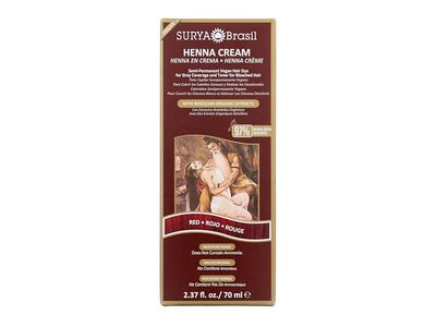 Surya Brasil Henna Cream Semi-Permanent Hair Dye, Red, 2.37 fl oz/70 mL