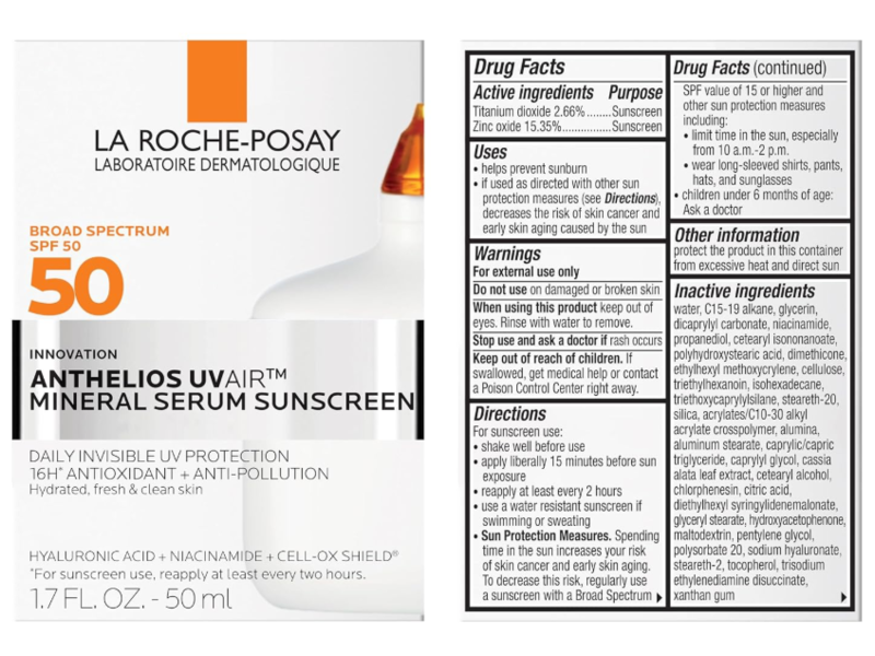 La Roche-Posay Anthelios UV Air Mineral Serum Sunscreen, SPF 50, 1.7 fl oz/50 mL