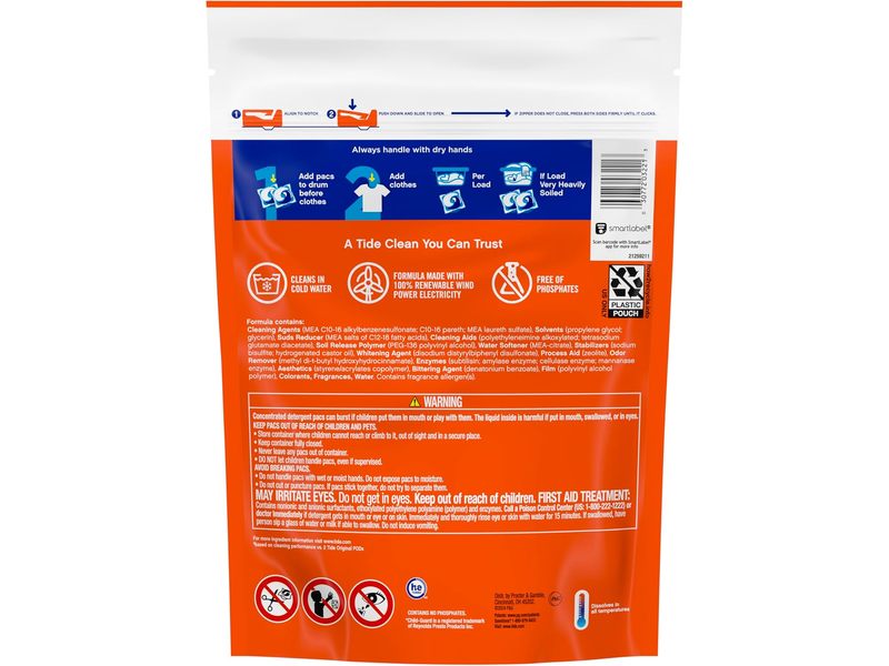 Tide Power Odor Defense + Oxi Laundry Detergent Pods, 29 oz/826 g, 18 XL Pacs