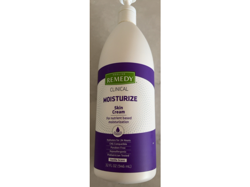 Medline Remedy Clinical Moisturize Skin Cream, Vanilla Scent, 32 fl oz/946 mL
