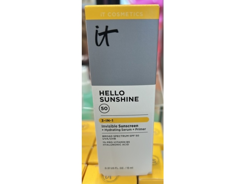 IT Cosmetics 3 In 1 Hello Sunshine Invisible Sunscreen, SPF 50, 0.51 fl oz/15 mL