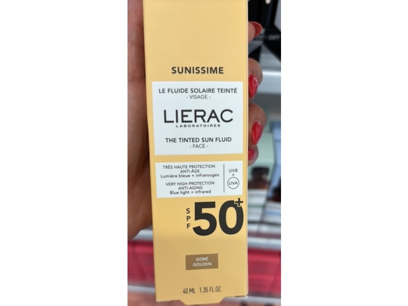 Lierac Sunissime Tinted Face Sun Fluid, Golden SPF 50+, 1.35 fl oz/40 mL