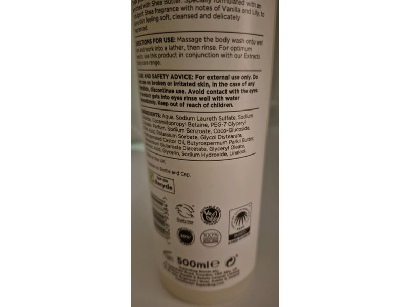 Superdrug Extracts Cleansing Body Wash, Shea Butter, 500 mL