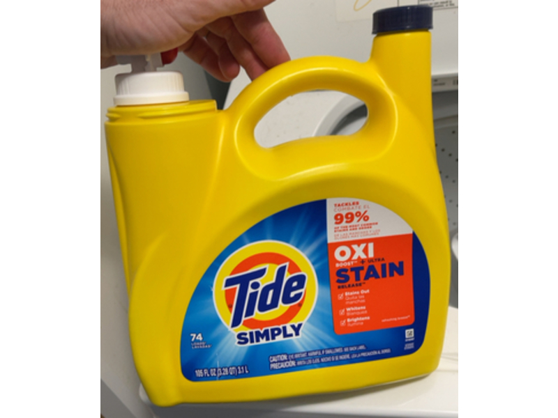 Tide Simply Oxi Boost + Ultra Stain Laundry Detergent, Refreshing Breeze, 74 Loads, 105 fl oz/3.1 L