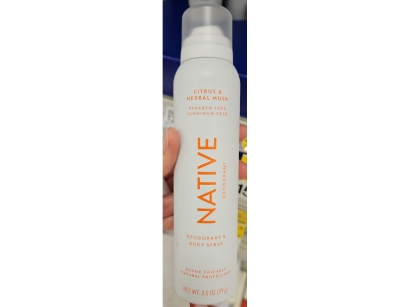Native Deodorant & Body Spray, Citrus & Herbal Musk, 3.5 oz/99 g
