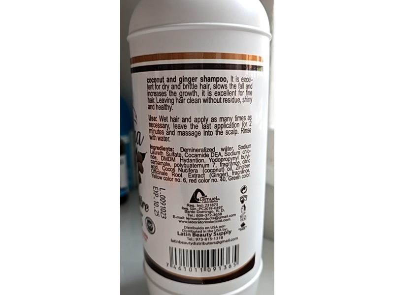 Lemuel Leche Cabra Shampoo, Coconut & Ginger, 36 oz