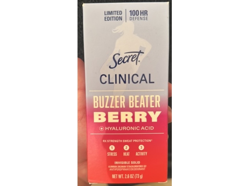 Secret Clinical Invisible Solid Deodorant, Buzzer Beater Berry Scent, 2.6 oz/73 g