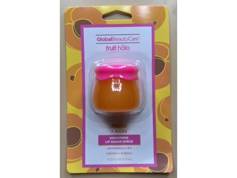 Global Beauty Care Fruit Halo Smoothing Lip Sugar Scrub, Peach + AHAs, 0.25 fl oz/7.5 mL