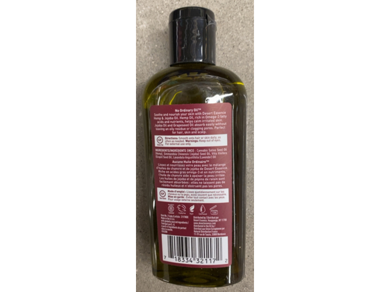 Desert Essence Soothing Blend Hemp & Jojoba Oil, Grapeseed Oil, 4 fl oz/118 mL