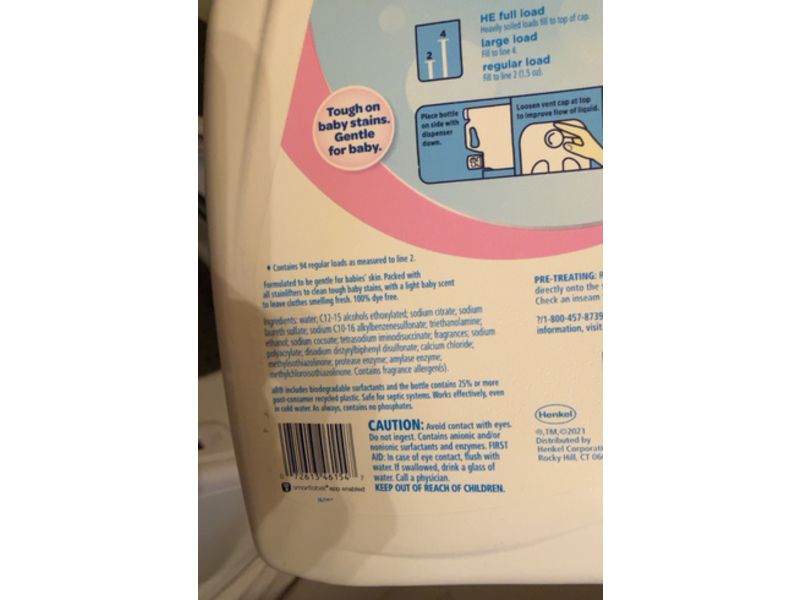 All Stain Lifters Baby Laundry Detergent, 94 Loads, 141 fl oz/4.17 L