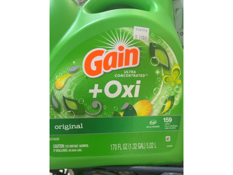 Gain + Oxi Liquid Laundry Detergent, Original, 159 Loads, 170 fl oz/5.02 L