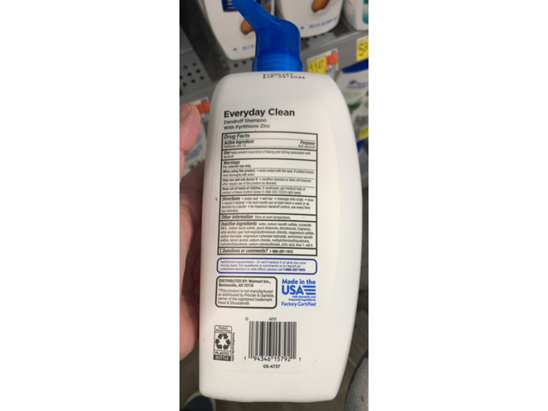 Equate Everyday Clean Dandruff Shampoo, Pyrithione Zinc, 28.2 fl oz/833 mL