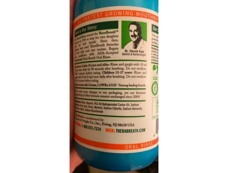 Thera Breath Fresh Breath Oral Rinse, Invigorating Icy Mint, 10 fl oz/296 mL
