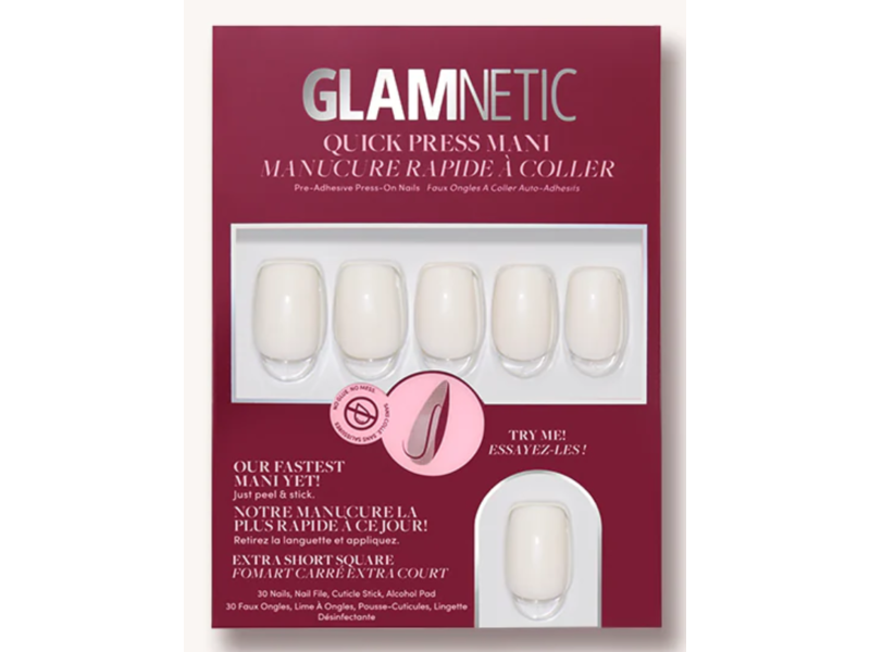 Glamnetic Quick Press Mani Pre-Adhesive Press-On Nails, Porcelain, 30 Count