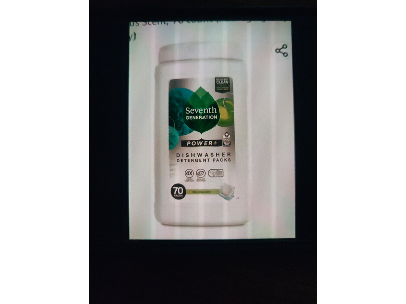 Seventh Generation Power + Dishwasher Detergent Packs, Fresh Citrus Scent, 70 Count