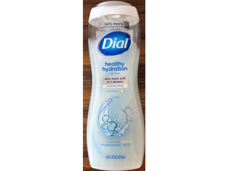 Dial Healthy Hydration Body Wash, Hyaluronic Acid, 16 fl oz/473 mL, Pack Of 4