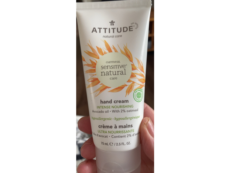 Attitude Nourishing Hand Cream for Sensitive Skin, Avocado Oil, 2% Oatmeal, 2.5 fl oz/75 mL