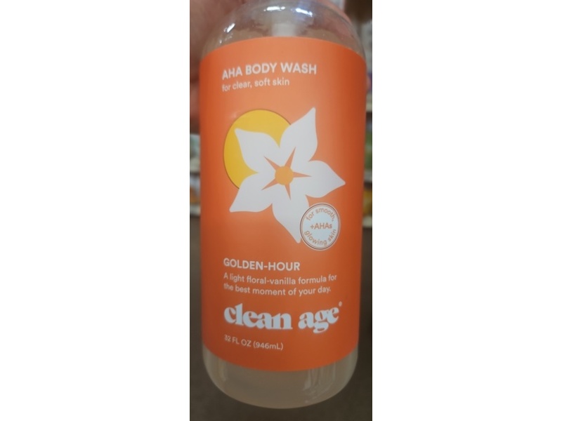 Clean Age AHA Body Wash, Golden-Hour, 32 fl oz/946 mL
