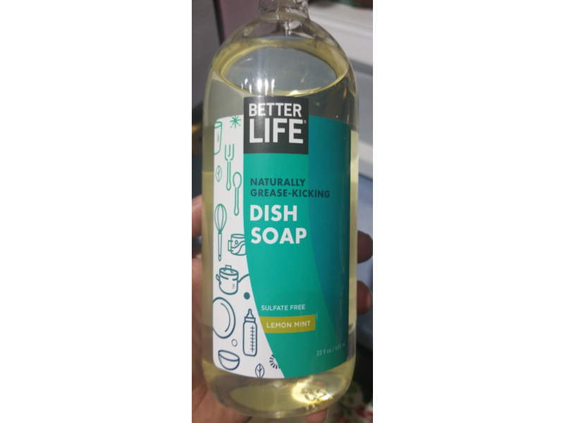 Better Life Naturally Grease-Kicking Dish Soap, Lemon Mint, 22 fl oz/651 mL