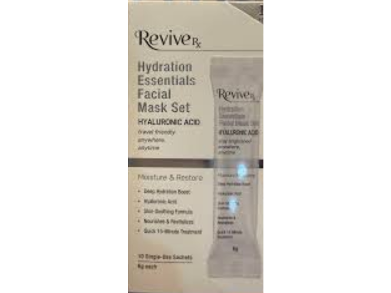Revive Hydration Essentials Facial Mask Set, Hyaluronic Acid, 6 g, 10 Count