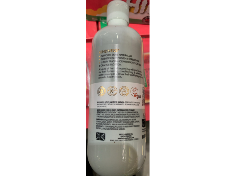 Baylis & Harding Kindness+ Body Wash, Hyaluronic Acid, 16.9 fl oz/500 mL, Pack Of 3