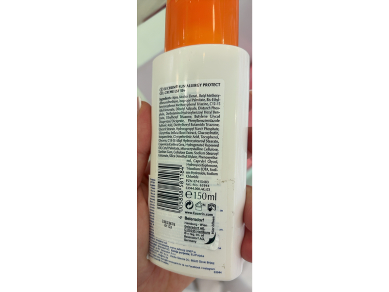 Eucerin Sun Allergy Protect Sun Gel-Cream, SPF 50+, 150 mL