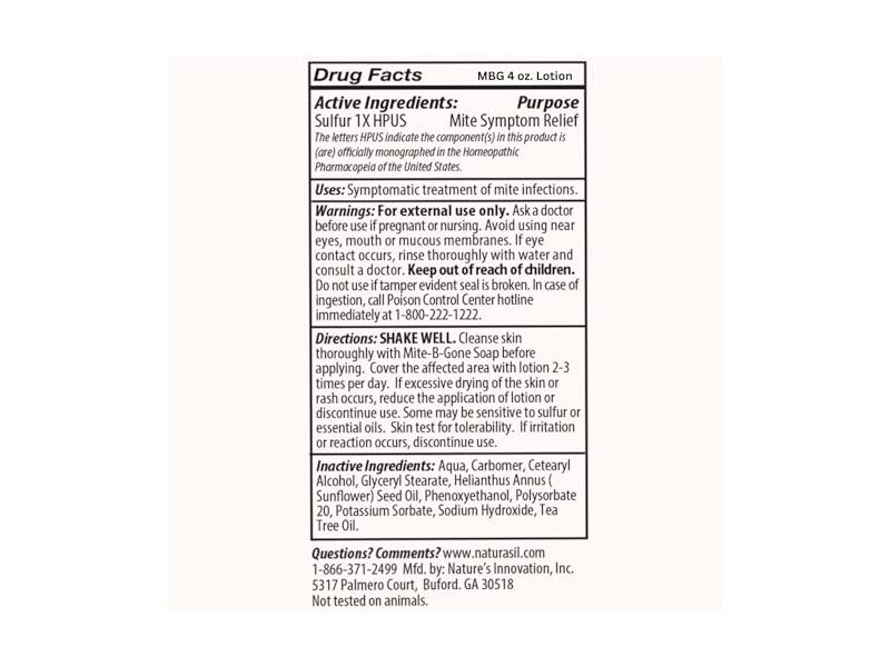 Naturasil Mite-B-Gone Lotion, 4 oz/118.3 mL