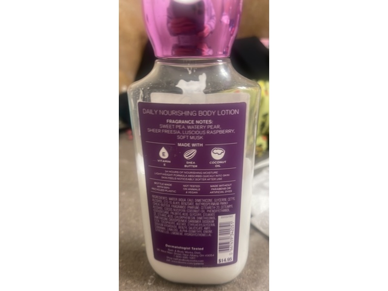 Bath & Body Works Sweet Pea Daily Nourishing Body Lotion, Shea Butter + Coconut Oil, 8 fl oz/236 mL