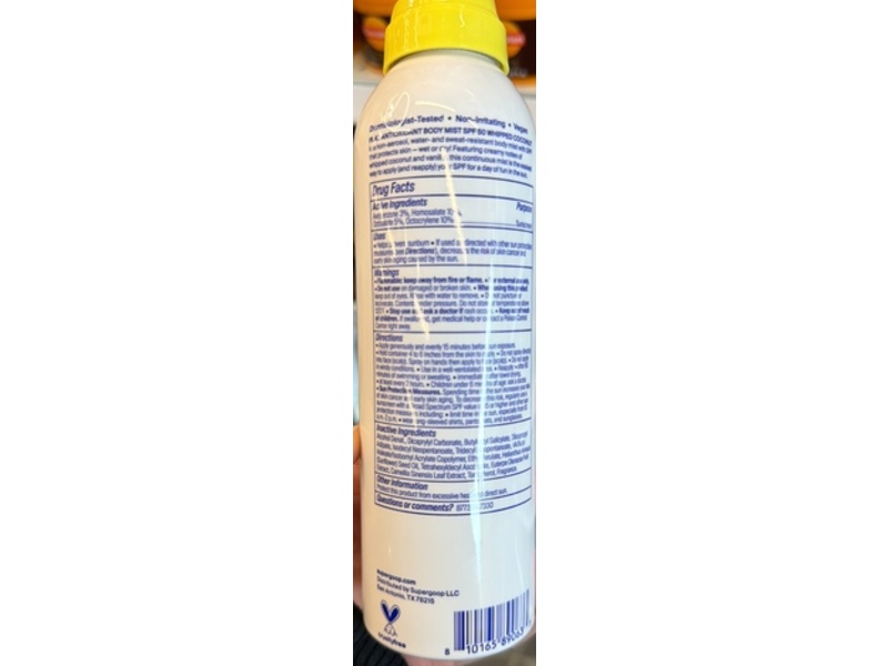 Supergoop! Play Antioxidant Sunscreen Body Mist, Whipped Coconut, SPF 50, 6 fl oz/177 mL