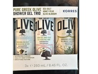 Korres Pure Greek Olive Shower Gel Trio, Sea Salt, Honey Pear, Olive Blossom, 8.45 fl oz/250 mL - thumbnail 2