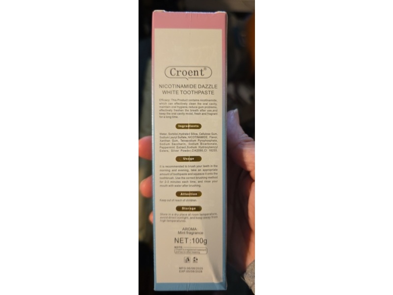 Croent Bright White Nicotinamide Dazzle White Toothpaste, Mint Fragrance, 100 g