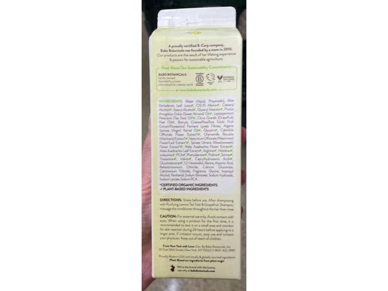 Babo Botanicals Purifying Conditioner, Lemon Tea Tree & Grapefruit, 12 fl oz/355 mL