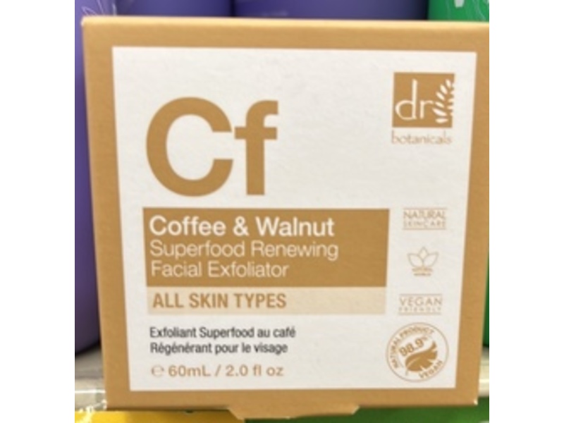 Dr Botanicals Cf Superfood Renewing Facial Exfoliator, Coffee & Walnut, 2 fl oz/60 mL